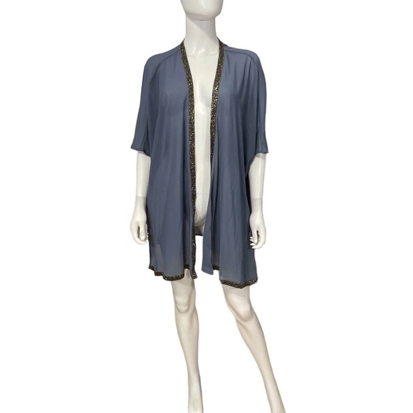 Bishop + Young Blue Split Side Sleep Shirt Beach Cover - Picture 1 of 6